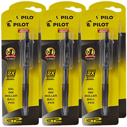Buy Pilot G2 07 Black Fine Retractable Gel Ink Pen Rollerball 0.7mm Nib Tip 0.39mm Line Width Refillable BL-G2-7 (6) India