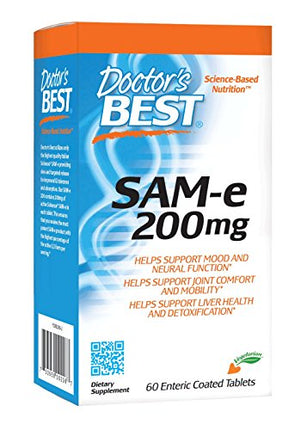 Doctor's Best SAM-e Mood And Joint Support And Liver Health (Pharmaceutical Grade/Non-GMO/Gluten Free/Vegetarian), 60 Count (Pack of 1)
