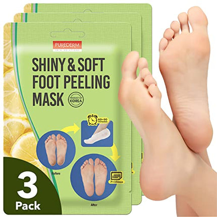Foot Peeling Mask Set By Purederm - Exfoliating Foot Peel Spa Mask For Baby Soft Skin W/Sunflower Seed Oil & Lemon Extract - For Men & Women - Removes Dead Skin & Calluses In 2 Weeks, Pack of 3 in India