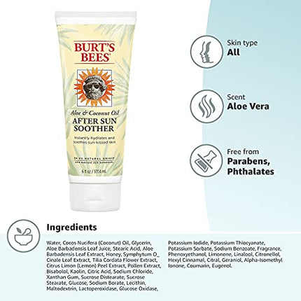 Burt's Bees Lotion, Hydrating Aloe & Coconut Oil Sun Burn Relief, Natural After Sun Soother, 6 Ounce (Packaging May Vary) in India