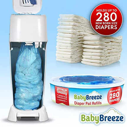 BabyBreeze Diaper Pail Refill Bags Compatible with Playtex Diaper Genie Pails Odor Absorbing Diaper Disposal Trash Bags - 1400 Count (5-Pack) in India