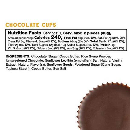 Free 2b Sunflower Butter Sun Cups, School Safe and Allergy Friendly - Gluten-Free, Dairy-Free, Nut-Free, and Soy-Free - Chocolate, 2-Cup Packages (Pack of 12)