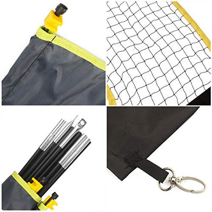 KIKILIVE Weiershun Portable Badminton Net with Stand Carry Bag, Folding Volleyball Tennis Badminton Net – Easy Setup for for Outdoor/Indoor Court, Backyard, No Tools or Stakes Required