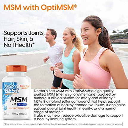 Doctor's Best MSM with OptiMSM, Joint Support, Immune System, Antioxidant and Protein-Building Role, Non-GMO, Gluten Free, 1000 mg, 360 Capsules in India