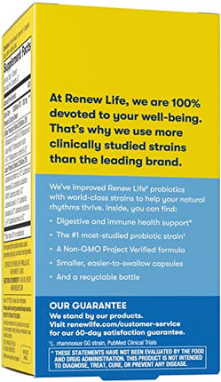Renew Life Adult Probiotics 50 Billion CFU Guaranteed, 12 Strains, For Men & Women, Shelf Stable, Gluten Dairy & Soy Free, 30 Capsules, Ultimate Flora Extra Care- 60 Day Money Back Guarantee in India