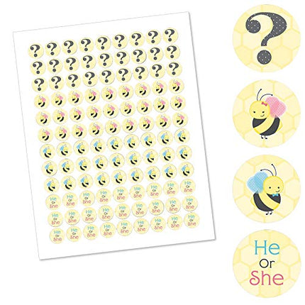 What Will It Bee - Gender Reveal Round Candy Sticker Favors - Labels Fit Chocolate Candy (1 Sheet of 108)