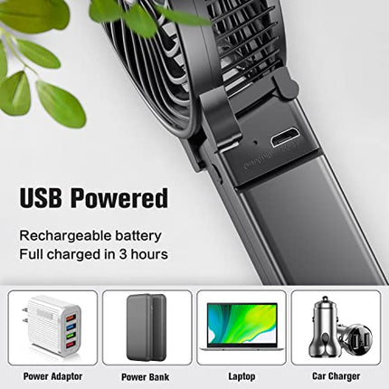 Buy VersionTECH. Mini Handheld Fan, USB Desk Fan, Small Personal Portable Table Fan with USB Rechargeable Battery in India