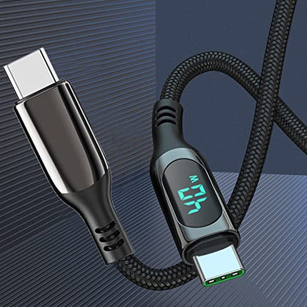 chipofy USB C Cable, LED Power Display E-Marker PD 100W 5A Fast Charging 6.6ft 480Mbps Data Transmission Type C Cable for MacBook Pro, Samsung Galaxy, iPad and More (6.6)