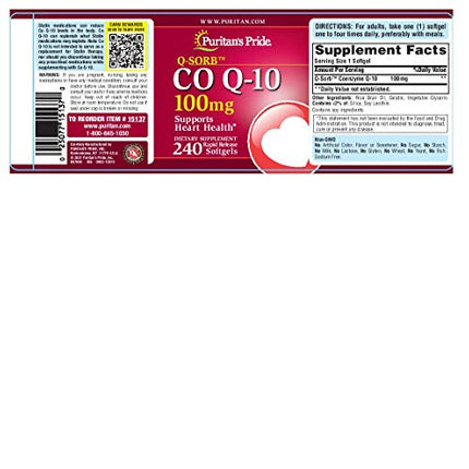 Puritans Pride CoQ10 100mg, Supports Heart Health, 240 Rapid Release Softgels in India