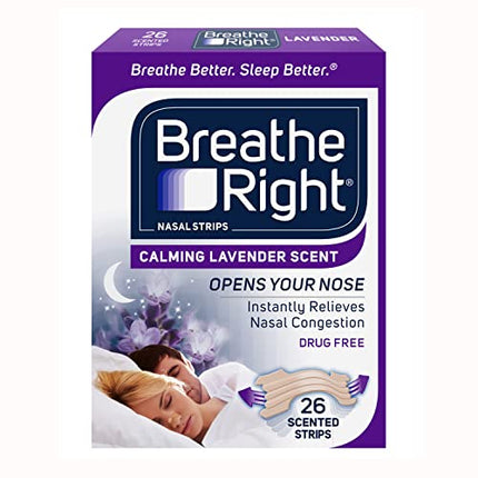 Breathe Right Nasal Strips, Lavender, Nasal Congestion Relief due to Colds & Allergies, Reduces Nasal Snoring caused by Nasal Congestion, Drug-Free, 26 Count in India