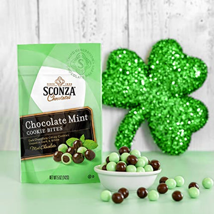 Sconza Chocolate & Mint Cookie Bites | Hand-Crafted Crisp Minty Cookies | Pack of 3 (5 Ounce Each)