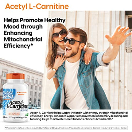 Doctor's Best Acetyl L-Carnitine, Help Boost Energy Production, Support Memory/Focus, Mood, Non-GMO, Vegan, Gluten Free, 120 Count (Pack of 1) (DRB-00152) in India