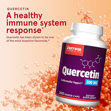 Jarrow Formulas Quercetin 500 mg - Supports Antioxidant Status, Cardiovascular Health And Immune Health - Dietary Supplement - 200 Servings (Veggie Caps) (Packaging May Vary)