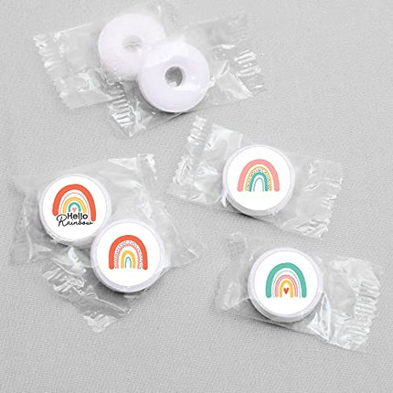 Big Dot of Happiness Hello Rainbow - Boho Baby Shower and Birthday Party Round Candy Sticker Favors - Labels Fit Chocolate Candy (1 Sheet of 108)