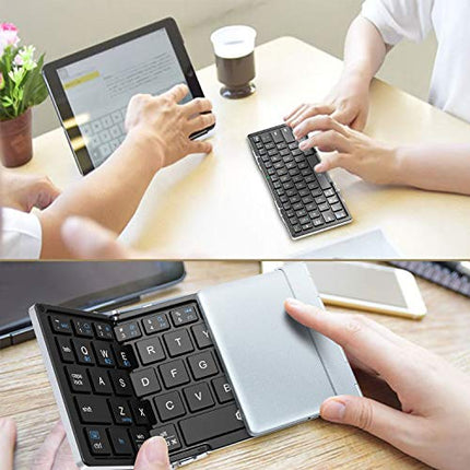 buy Foldable Keyboard, iClever BK03 Portable Keyboard with Stand Holder (Sync Up to 3 Devices), Full-Size Keyboard in India