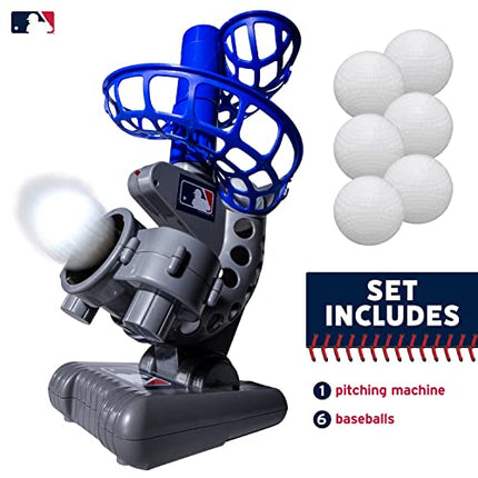Franklin Sports MLB Kids Electronic Baseball Pitching Machine - Automatic Youth Pitching Machine with (6) Plastic Baseballs + Plastic Bat Included - Perfect Youth Baseball Toy for Kids Ages 3+