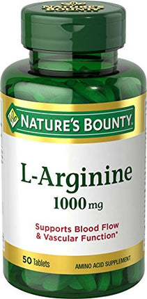 Nature's Bounty L-Arginine, Supports Blood Flow and Vascular Function, 1000 mg, Tablets, 50 Ct
