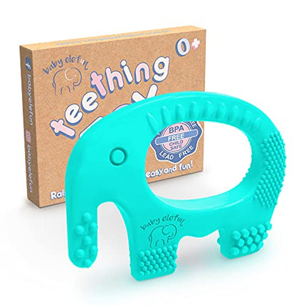 BABY ELEFUN Teething Toy Ring, Effective & Easy to Hold BPA Free Silicone Elephant Teethers with Gift Package, Teether Rings Toys Best for Babies 0-6, 6-12 Months, Infant Boys & Girls, Baby Shower in India