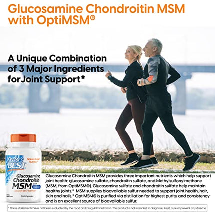 Doctor's Best Glucosamine Chondroitin MSM with OptiMSM, Supports Healthy Joint Structure, Function, & Comfort, Non-GMO, Gluten Free, Soy Free, 360 Count in India