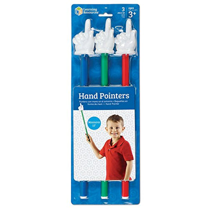 Learning Resources Hand Pointers, Assorted Colors, Classroom Participation, Homeschool Supplies, Classroom Supplies, Gifts for Teachers, Set of 3, Ages 3+