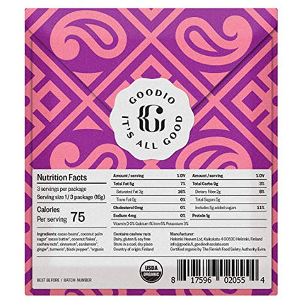 Goodio Organic Chocolate Bar, Chai 50%, 1.7 Ounce, Vegan, Gluten-free, Soy-Free, non-GMO