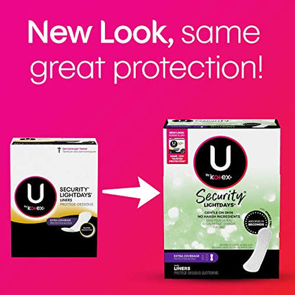 U by Kotex Security Lightdays Panty Liners, Light Absorbency, Extra Coverage, Unscented, 112 Count