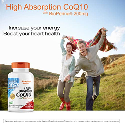 Doctor's Best High Absorption CoQ10 with BioPerine, Non-GMO, Gluten & Soy Free, Naturally Fermented, Vegan, Heart Health and Energy Production, 200 mg, 180 Count in India