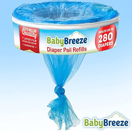 BabyBreeze Diaper Pail Refill Bags Compatible with Playtex Diaper Genie Pails Odor Absorbing Diaper Disposal Trash Bags - 1400 Count (5-Pack) in India