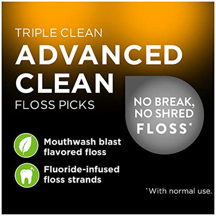 DenTek Triple Clean Advanced Clean Floss Picks, No Break & No Shred Floss, 150 Count in India