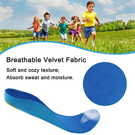 Bacophy Kids Orthotic Arch Support Shoe Insoles, Children Pu Cushioning Inserts, Shock Absorption Velvet Surfaces Deep Heel Cup Inner Sole for Flat Feet, Plantar Fasciitis, Feet Heel Pain Relief in India