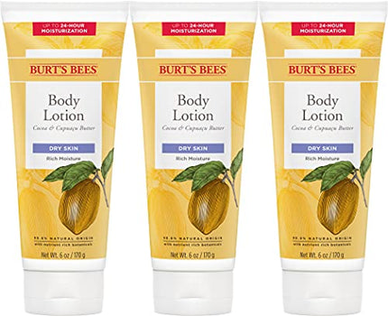 Burts Bees Butter Body Lotion for Dry Skin with Cocoa & Cupuau, 6 Oz - Pack of 3 (Package May Vary) in India