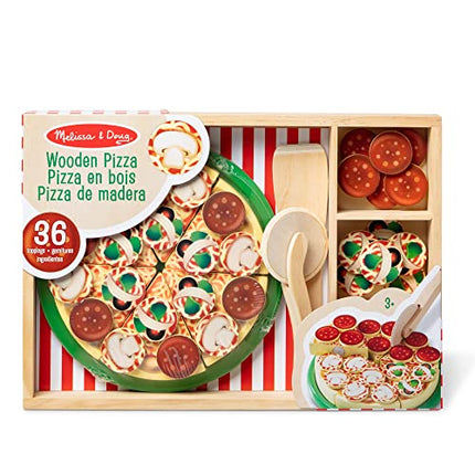 Melissa & Doug Wooden Pizza Play Food Set With 36 Toppings - Pretend Food And Pizza Cutter/ Toy For Kids Ages 3+ in India