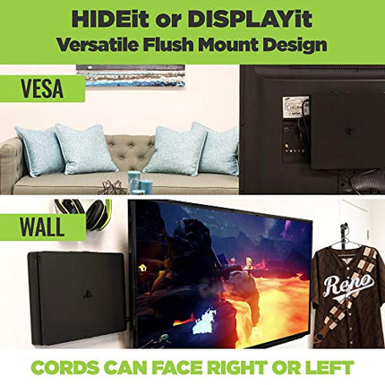 HIDEit Mounts 4S Bundle, Wall Mounts for PS4 Slim and Controllers, Steel Wall Mount for PlayStation 4 Slim and 2 Controller Mounts to Safely Store Your PS4 Slim and PlayStation Controller