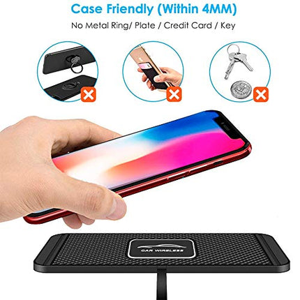 Wireless Charger,POLMXS Wireless car Charger Charging pad 10w Non Slip qi Charger pad Fast Wireless Phone Charger for car Cell phoneWireless Charging mat galaxy21/20 Note10 S9S10S8 (30cm Cable)(C2Y)