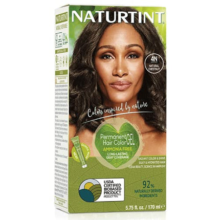 Naturtint Permanent Hair Color 4N Natural Chestnut (Pack of 1), Ammonia Free, Vegan, Cruelty Free, up to 100% Gray Coverage, Long Lasting Results