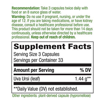 Nature's Way Uva Ursi, 1,440 mg per Serving, 100 Capsules (Packaging May Vary) in India