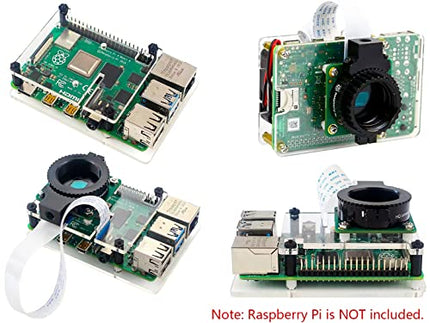 Raspberry Pi HQ Camera Module with Case for Raspberry Pi 4B/3B+/3B/2B/A+/Zero/W/Zero WH,12.3MP IMX477 Sensor Support C- and CS-Mount Lenses, Alternative for Raspberry Pi Camera Module V2 (8 Items)
