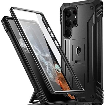 Poetic Revolution Case for Samsung Galaxy S22 Ultra 5G 6.8" (2022), Built-in Screen Protector Work with Fingerprint ID, Full Body Rugged Shockproof Protective Cover Case with Kickstand, Black in India
