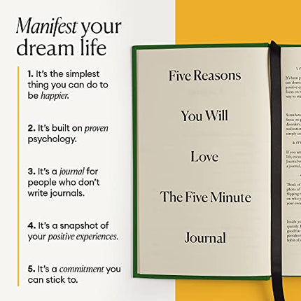 The Five Minute Journal, Original Daily Gratitude Journal 2023, Reflection Manifestation Journal for Mindfulness, Undated Daily Journal with Gold Foiling, Plastic-Free, Green - Intelligent Change
