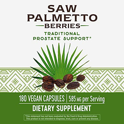 Nature's Way Saw Palmetto Berries; 585 mg; Non-GMO Project Verified; TRU-ID Certified; 180 Vcaps