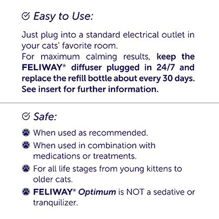 Buy FELIWAY Optimum Cat, Enhanced Calming Pheromone Diffuser, 30 Day Starter Kit (48 mL) India