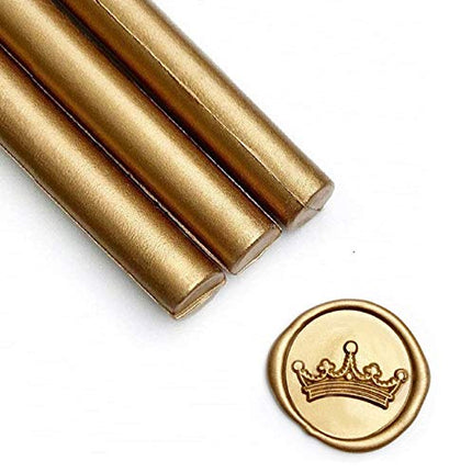 UNIQOOO Mailable Glue Gun Sealing Wax Sticks for Wax Seal Stamp - Metallic Antique Gold, Great for Wedding Invitations, Cards Envelopes, Snail Mails, Wine Packages, Christmas Gift Ideas, Pack of 8
