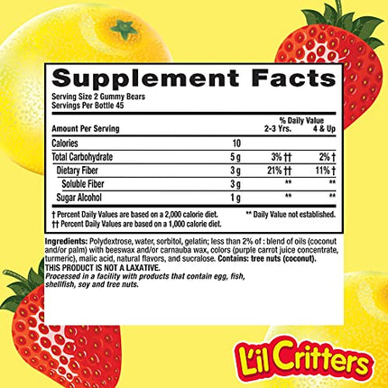 L'il Critters Kids Fiber Gummy Bears Supplement, 90 Count (Packaging may vary)