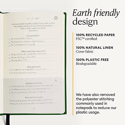 The Five Minute Journal, Original Daily Gratitude Journal 2023, Reflection Manifestation Journal for Mindfulness, Undated Daily Journal with Gold Foiling, Plastic-Free, Green - Intelligent Change