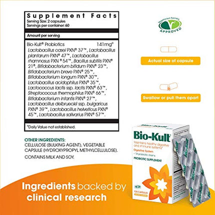 Bio-Kult Advanced Probiotics -14 Strains, Probiotic Supplement, Probiotics for Adults, Lactobacillus Acidophilus, No Need for Refrigeration, Non-GMO, Gluten Free Capsules-60 Count (Pack of 1)