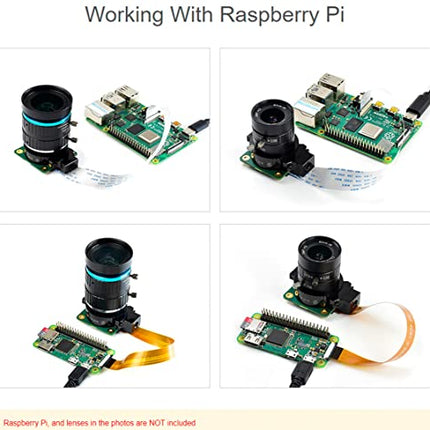 Raspberry Pi HQ Camera Module with Case for Raspberry Pi 4B/3B+/3B/2B/A+/Zero/W/Zero WH,12.3MP IMX477 Sensor Support C- and CS-Mount Lenses, Alternative for Raspberry Pi Camera Module V2 (8 Items)