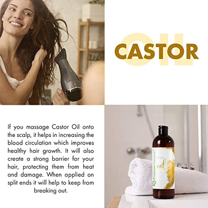 Castor Oil Pure Carrier Oil - Cold Pressed Castrol Oil for Essential Oils Mixing Natural Skin Moisturizer Body & Face, Eyelash Caster Oil, Eyelashes Eyebrows Lash & Hair Growth Serum, 16 oz in India