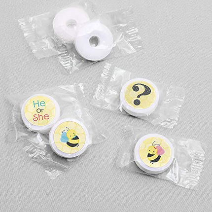 What Will It Bee - Gender Reveal Round Candy Sticker Favors - Labels Fit Chocolate Candy (1 Sheet of 108)