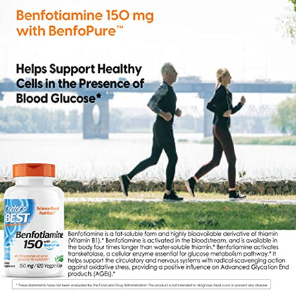 Doctor's Best BenFotiamine with BenfoPure, Non-GMO, Gluten Free, Vegan, Helps Maintain Blood Sugar Levels, 150 mg, 120 Veggie Caps (DRB-00129) in India