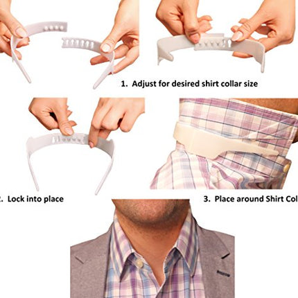 Slick Collar Adjustable Shirt Collar Support Bundle with Collar Stays for Men Women Shirt & Polo Collar